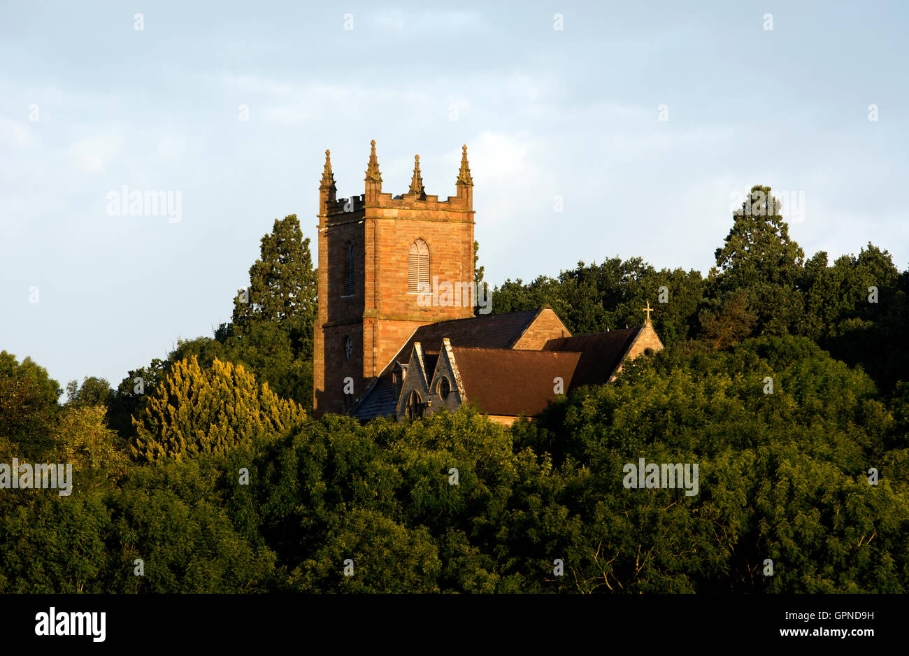 An early morning view of St Mary`s Church, Hanbury, Worcestershire, England, UK Stock Photo